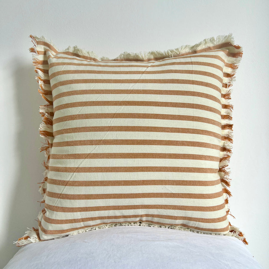 Terracotta & Cream Stripe Cushion