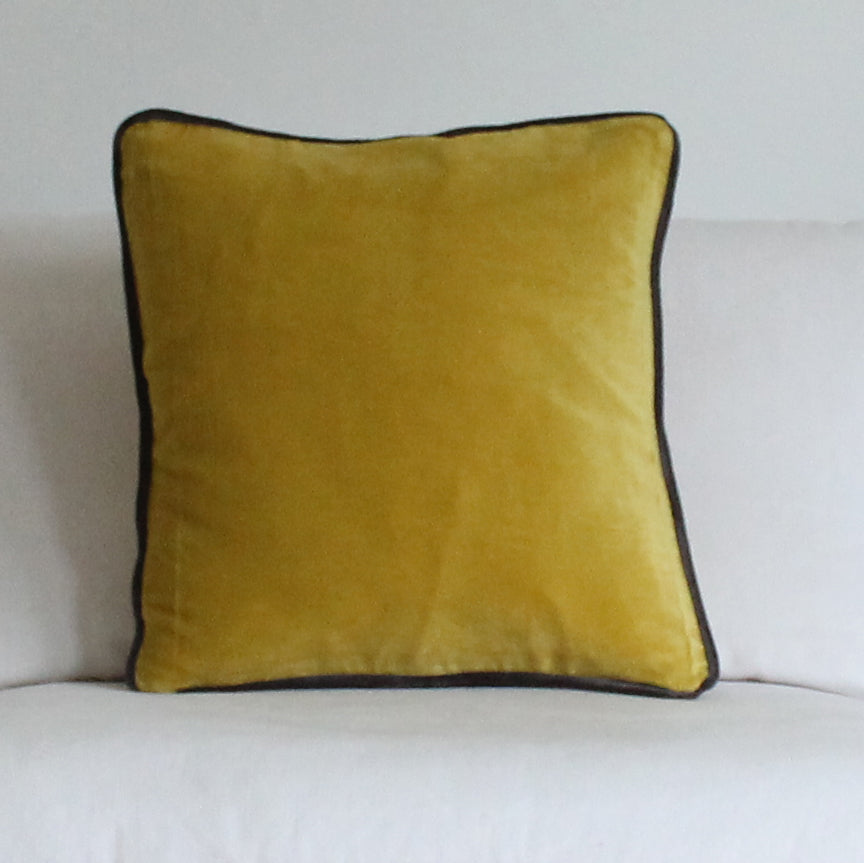 Velvet Cushion Ochre Yellow