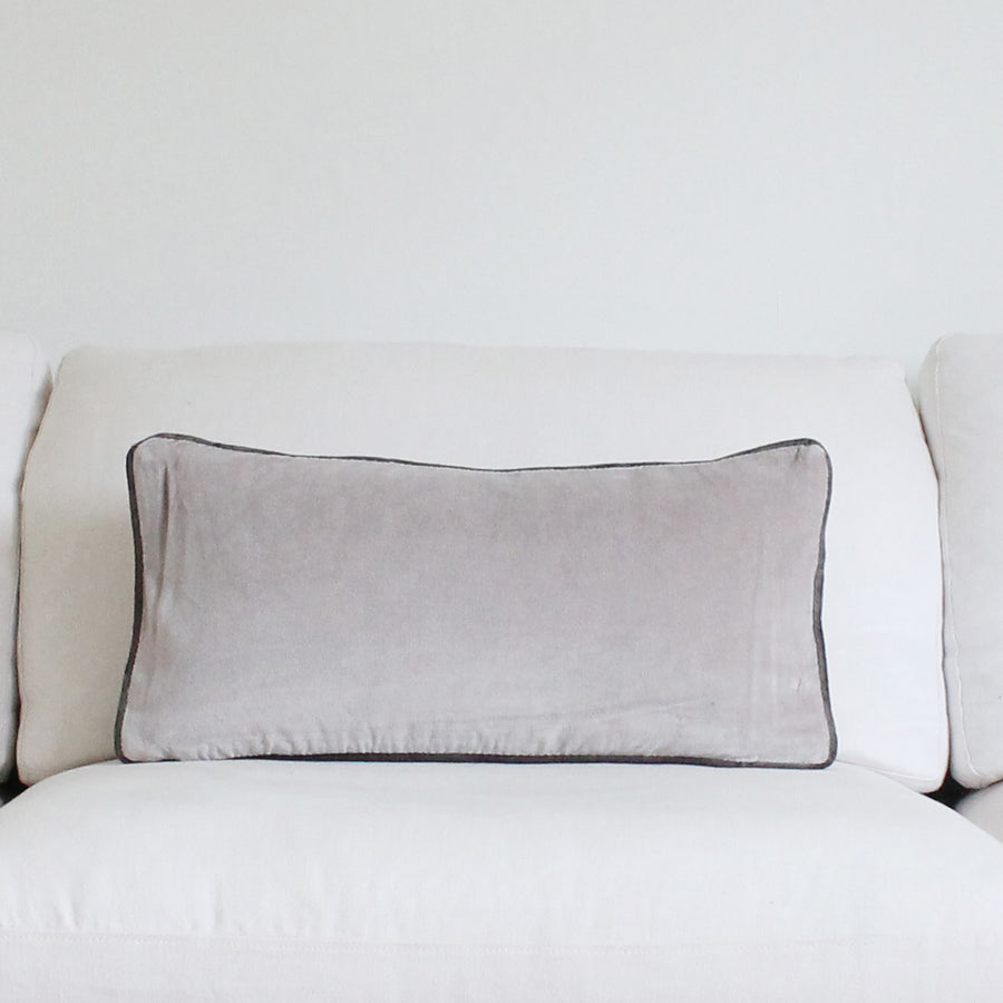 Velvet Oblong Cushion Pale Grey