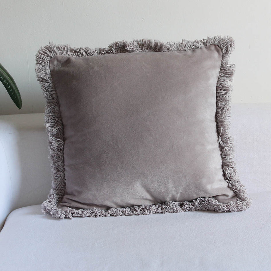 Pale Grey Fringe Cushion