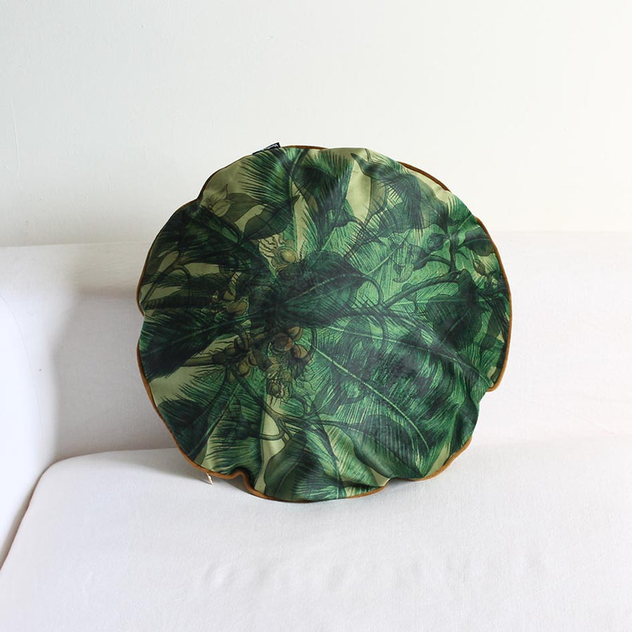 Round Velvet Palm Print Cushion