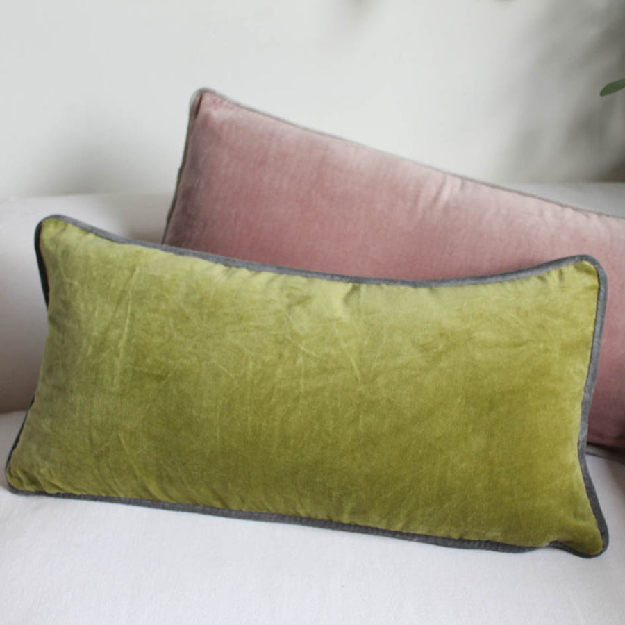 Moss Green Oblong Velvet Cushion